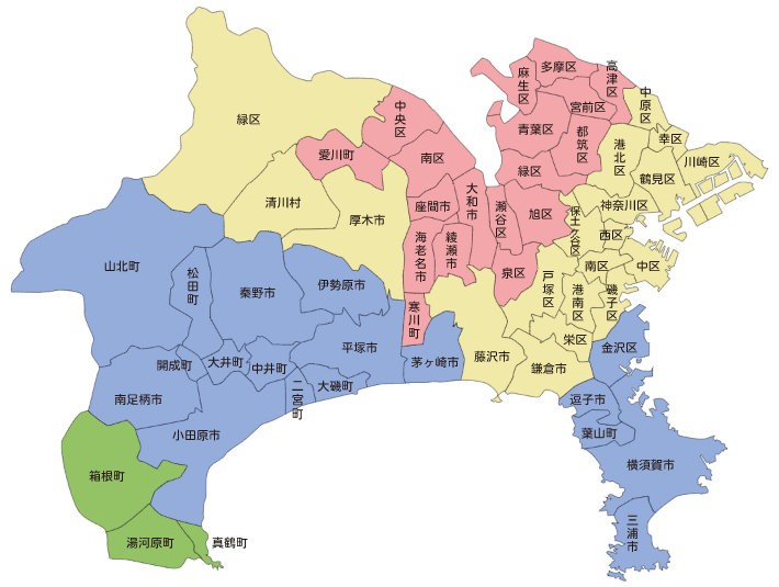 神奈川県の地図